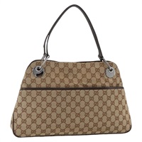 グッチ GUCCI トートバッグ GGキャンバス ベージュ シルバー 121023 レディース YKZ919A