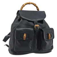 グッチ GUCCI バックパック バンブー レザー ブラック ゴールド レディース YKZ134A