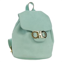 サルヴァトーレフェラガモ Salvatore Ferragamo バックパック ガンチーニ スエード ライトブルー ゴールド レディース YKZ703A