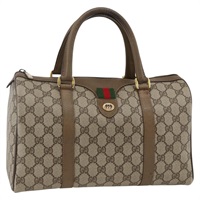 グッチ GUCCI ボストンバッグ GGスプリーム ウェブシェリーライン PVC ベージュ ゴールド 40 02 007 レディース 174315A