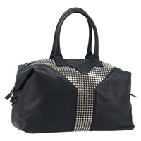 サンローラン SAINT LAURENT ボストンバッグ イージーロック　スタッズ レザー ブラック シルバー 208314 レディース ki6581V