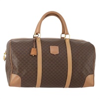 セリーヌ CELINE ボストンバッグ マカダムキャンバス PVCレザー ブラウン ゴールド レディース YKZ338A