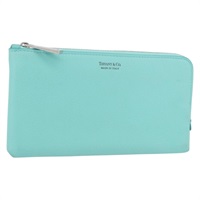 ティファニー TIFFANY&Co. 長財布 レザー ブルー シルバー レディース am11119A