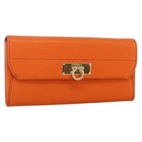 サルヴァトーレフェラガモ Salvatore Ferragamo 長財布 レザー オレンジ ゴールド レディース BA11581A