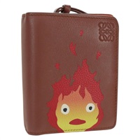ロエベ LOEWE 財布 LOEWE × Studio Ghibli アナグラム カルシファー レザー ブラウン ゴールド レディース 167132M