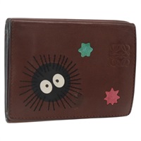 ロエベ LOEWE 三つ折り財布 LOEWE × Studio Ghibli ススワタリ レザー ブラウン ゴールド レディース 167189A