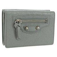 バレンシアガ BALENCIAGA クラシックミニ 三つ折り財布 ラムスキン グレー シルバー 477455 レディース SW2302M