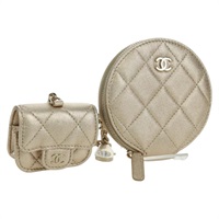 シャネル CHANEL マトラッセ　Air Podsケース＆コインケース イヤホン ラムスキン シャンパンゴールド レディース BSZ503SAM