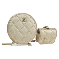 シャネル CHANEL マトラッセ　Air Podsケース＆コインケース イヤホン ラムスキン シャンパンゴールド レディース BAZ881SAM