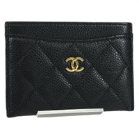 シャネル CHANEL カードケース マトラッセ キャビアスキン ブラック ゴールド レディース BAZ272M