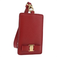 サルヴァトーレフェラガモ Salvatore Ferragamo カードケース ヴァラ ネックカードケース レザー レッド ゴールド レディース AMZ180A