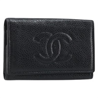 シャネル CHANEL キーケース ココマーク キャビアスキン ブラック ゴールド レディース YKZ415A