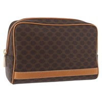 セリーヌ CELINE ポーチ マカダムキャンバス PVCレザー ブラウン ゴールド レディース am11087A