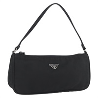 プラダ PRADA ハンドバッグ ハンドポーチ ナイロン ブラック シルバー レディース SW2329A