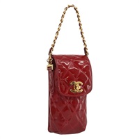 シャネル CHANEL ポーチ マトラッセ ハンド ポーチ パテントレザー レッド ゴールド レディース YKZ503A