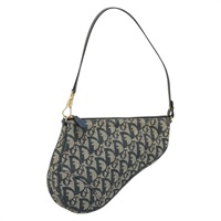 クリスチャンディオール Christian Dior ポーチ トロッターキャンバス サドルポーチ ネイビー ゴールド レディース bs34200V