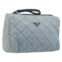 プラダ PRADA ポーチ ナイロン ライトブルー シルバー レディース BAZ116A