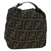 フェンディ FENDI ポーチ ズッカキャンバス ハンドポーチ ブラック ブラウン レディース bs34201A