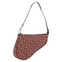 クリスチャンディオール Christian Dior ポーチ トロッターキャンバス サドルポーチ レッド ゴールド レディース YKZ244A