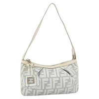 フェンディ FENDI アクセサリーポーチ ズッカキャンバス ライトブルー ゴールド レディース YKZ901A