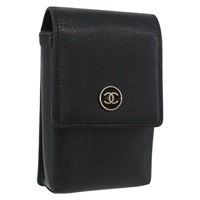 シャネル CHANEL シガレットケース レザー ブラック ゴールド レディース SW2330A