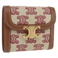 セリーヌ CELINE 財布 スモールトリオンフ キャンバス ベージュ ゴールド レディース 174327M