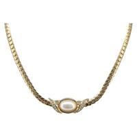 クリスチャンディオール Christian Dior ネックレス パール ラインストーン メタル ゴールド レディース am11102A