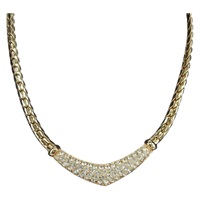 クリスチャンディオール Christian Dior ネックレス ラインストーン メタル ゴールド レディース am11192V