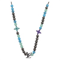 ルイ・ヴィトン LOUIS VUITTON コリエLVビーズ ネックレス メタル ターコイズブルー M00313 レディース BAZ738M