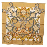 エルメス HERMES カレ90 スカーフ "L'INSTRVCTION DV ROY" シルク ベージュ レディース 174177A