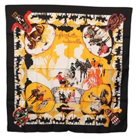 エルメス HERMES カレ90 スカーフ シルク "feria de sevilla" ブラック レディース BA11832A