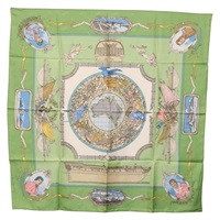 エルメス HERMES カレ90 スカーフ "Orbis Australis" シルク グリーン レディース BA12023A