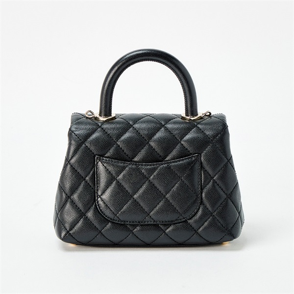 CHANEL ココハンドル XXS 2021年頃 ショルダーバッグ AS2215 ブラック ゴールド キャビアスキンの画像2