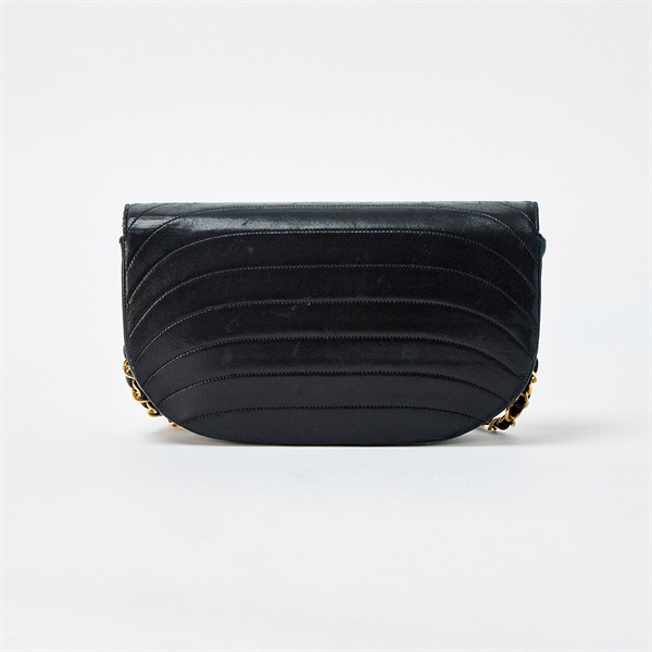 CHANEL マドモアゼル ハーフムーン 1985~1990年頃 ショルダーバッグ ブラック ゴールド ラムスキンの画像2