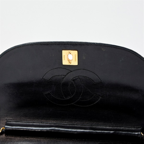 CHANEL マドモアゼル ハーフムーン 1985~1990年頃 ショルダーバッグ ブラック ゴールド ラムスキンの画像4