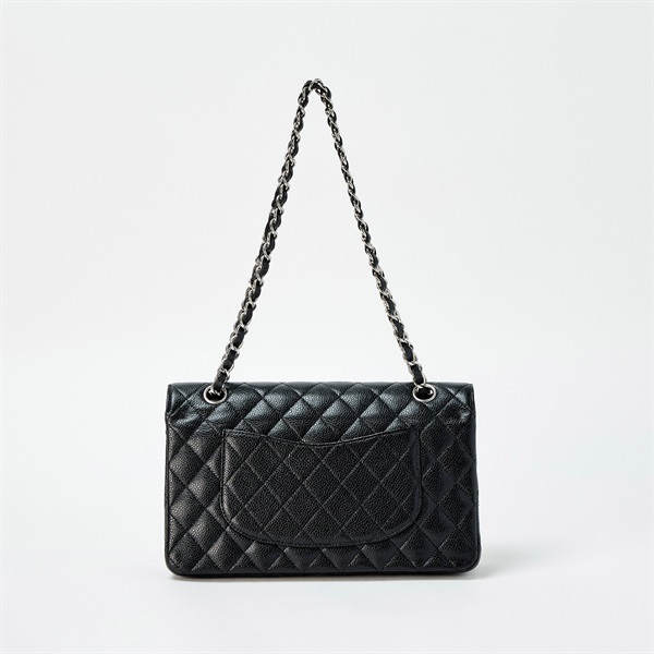 CHANEL マトラッセ 25 ダブルフラップダブルチェーン 2010年頃 ショルダーバッグ ブラック シルバー キャビアスキンの画像2