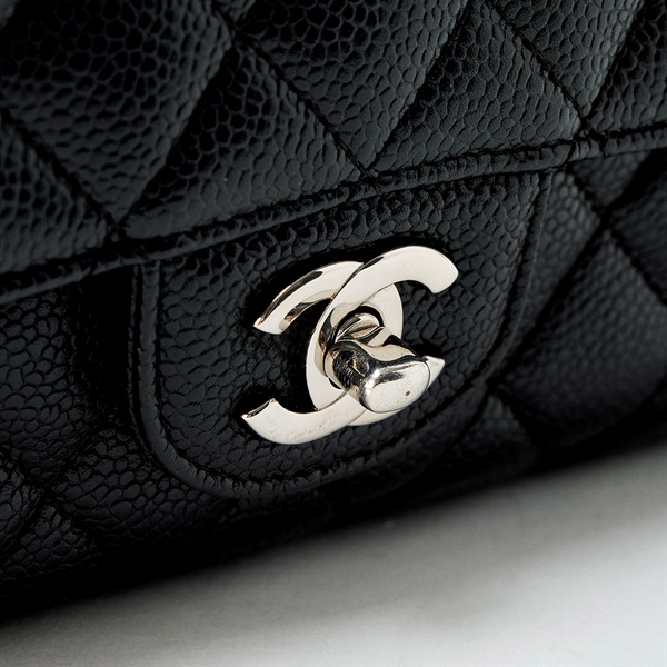 CHANEL マトラッセ 25 ダブルフラップダブルチェーン 2010年頃 ショルダーバッグ ブラック シルバー キャビアスキンの画像4