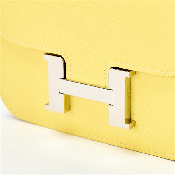 HERMES コンスタンススリム 2022年 U コンパクトウォレット ライム ナタ シルバー エバーカラーの画像3