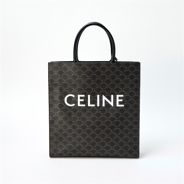 CELINE バーティカルカバ  ハンドバッグ ブラック ブラウン ゴールド PVC レザーの画像1