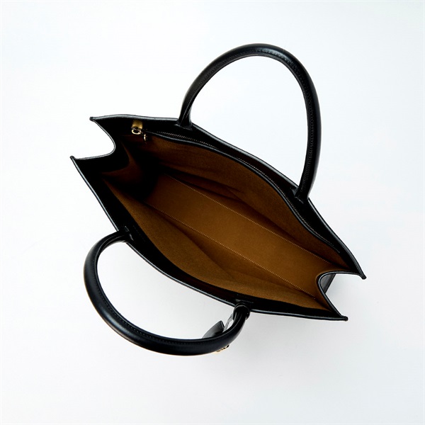 CELINE バーティカルカバ  ハンドバッグ ブラック ブラウン ゴールド PVC レザーの画像7