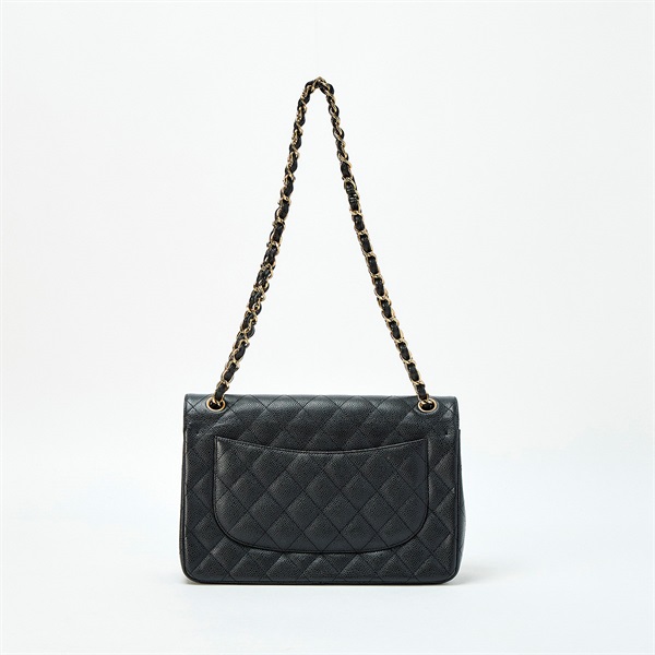 CHANEL マトラッセ 30 ダブルフラップダブルチェーン 2011年頃 ショルダーバッグ ブラック ゴールド キャビアスキンの画像2