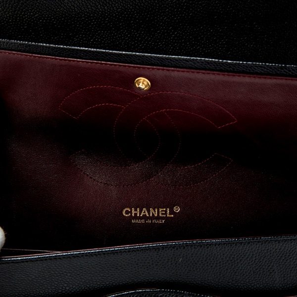 CHANEL マトラッセ 30 ダブルフラップダブルチェーン 2011年頃 ショルダーバッグ ブラック ゴールド キャビアスキンの画像5