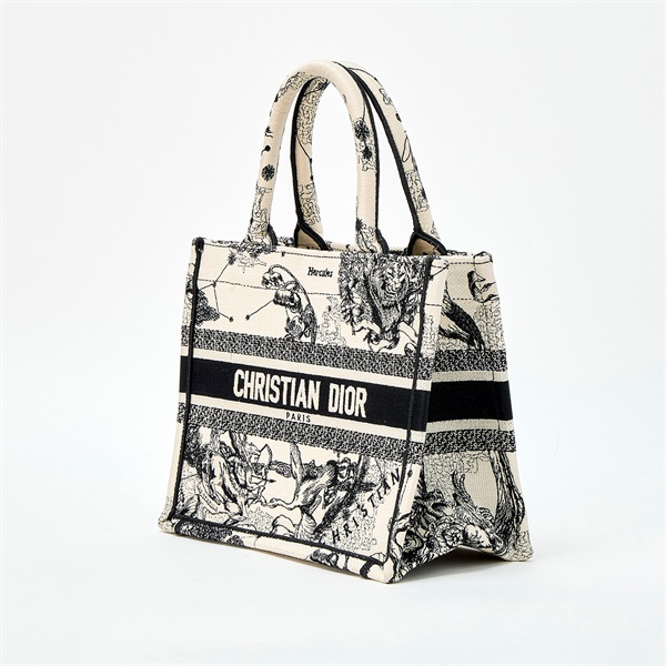 Christian Dior ブックトート スモール トートバッグ ホワイト ブラック キャンバスの画像1