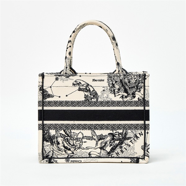 Christian Dior ブックトート スモール トートバッグ ホワイト ブラック キャンバスの画像2