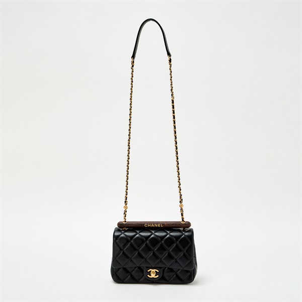 CHANEL マトラッセ シングルフラップシングルチェーン 2021年以降 ショルダーバッグ AS4151 ブラック ブラウン ゴールド ラムスキンの画像5