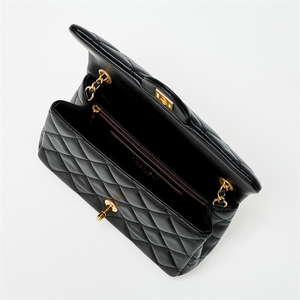 CHANEL マトラッセ シングルフラップシングルチェーン 2021年以降 ショルダーバッグ AS4151 ブラック ブラウン ゴールド ラムスキンの画像6