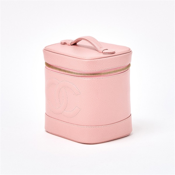CHANEL ココマーク 2003年頃 バニティバッグ ピンク ゴールド キャビアスキンの画像1