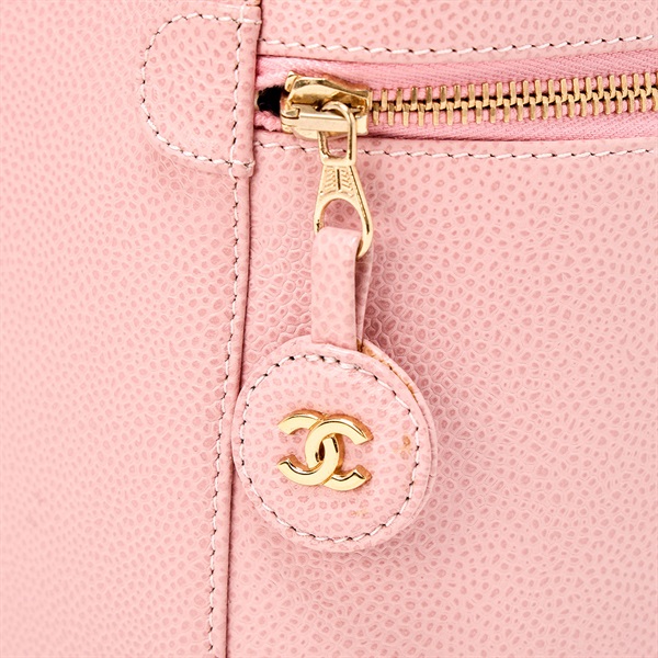 CHANEL ココマーク 2003年頃 バニティバッグ ピンク ゴールド キャビアスキンの画像3