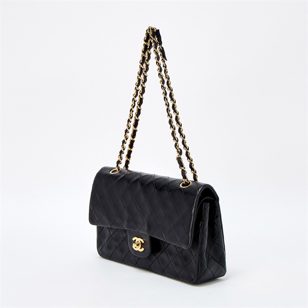 CHANEL マトラッセ 25 ダブルフラップダブルチェーン 1998年頃 ショルダーバッグ ブラック ゴールド ラムスキンの画像1