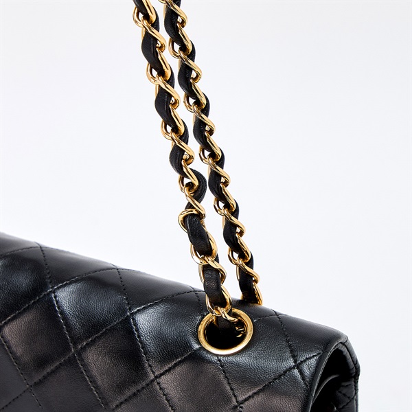 CHANEL マトラッセ 25 ダブルフラップダブルチェーン 1998年頃 ショルダーバッグ ブラック ゴールド ラムスキンの画像3